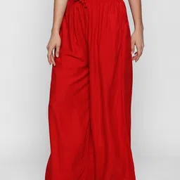 rangkriti Pack of 2 Women Regular Fit Red, White Viscose Rayon Trousers image 5