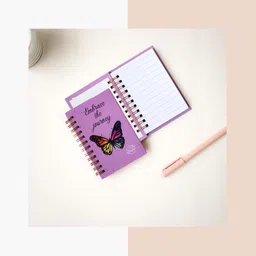 jirana Pink Butterfly Pocket A7 Spiral Notebook A7 Notebook Single Line 50 Pages image 2