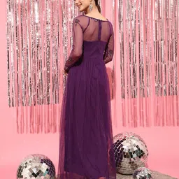 street9 Women Pleated Purple Maxi/Full Length Dress image 2