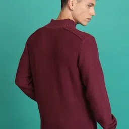 highlander Men Solid High Neck Maroon Sweater image 2