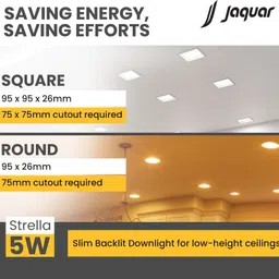 jaquar Strella Slim 5W Round Recess Down Light - Cool White (Pack of 4) Ceiling Light Ceiling Lamp image 4