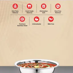 sanjeev kapoor Stainless Steel Serving Bowl by Classic Essentials Microwave Safe Mixing & Serving Bowl 1900 ML image 3