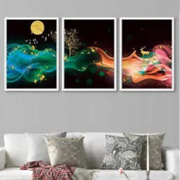 art street Canvas Framed Dark Set Of 3 Art Panels-picture-10