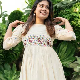 kharoliya Embroidered Pure Cotton Stitched Flared/A-line Gown image 5