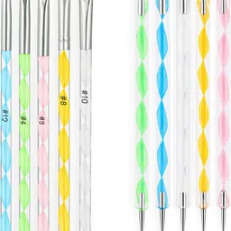 beauzy 5PCS Dotting Pens with 5PCS Acrylic Nail Brushes, Nail Art Design Tools (UV Gel Acrylic Nail Brush Set-picture-27