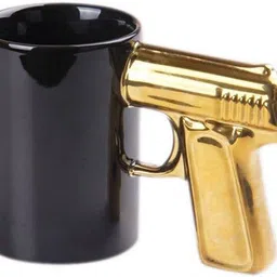 bonzeal Pistol Shape Black Creative Coffee Tea Golden Gun Handle Ceramic Coffee Mug-picture-22