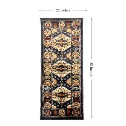sapana carpet-mats Navy Blue Polyester Oriental 55 x 22 Inches Runner image 3