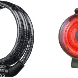 fcc racing Bicycle Round Back Light & Password Lock Combo Anti-Theft Lock & Waterproof LED Rear Break Light image 1