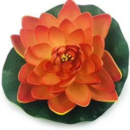 almoda creations Floating Warmth Orange Lotus Artificial Flower image 2