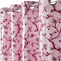 eric london Pink Polyester Floral 5ft Blackout Eyelet Window Curtains image 3