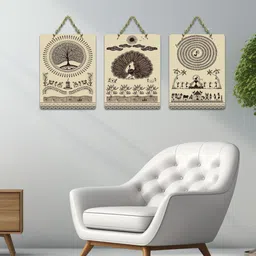artvibes Folk Dance & Nature Heritage Warli Wall Art Wall Hanging (WH_9695N) Pack of 3 image 3