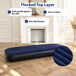 oriley Inflatable Air Bed Portable Mattress Quick Inflation/Deflation Blow Up Single Beds for Home Camping Travel (Dark Blue) Car Inflatable Bed image 3