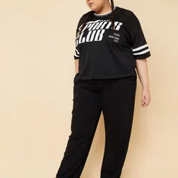 max Plus Size Women Solid Black Track Pants image 5