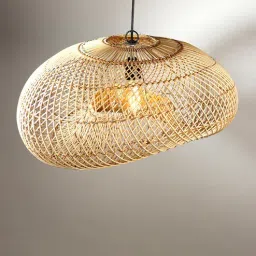 habereindia Novelty Handmade Bamboo Pendant Hanging Light (Beige)-picture-15