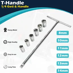 arqest 1/4" Drive T-Handle Socket Set with 8mm, 10mm, 11mm, 12mm, 13mm, 14mm Socket Set-picture-39