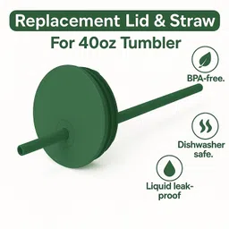 house of quirk Replacement Tumbler Lid with Straw Reusable Spill-Proof Lid Only-1 Straw + 1 Lid 3.93 inch Lid, Pack of 1 image 2