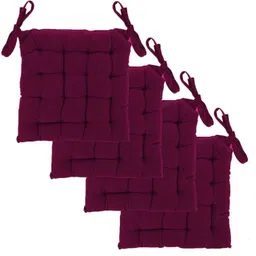 angel mommy Square Chairpad Microfibre Solid Chair Pad Pack of 4-picture-17
