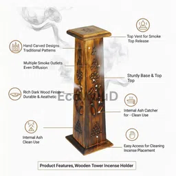 ecowuud ANTIC-TOWER-0011001 Wooden Incense Holder image 2