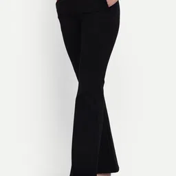 next one Women Flared Black Lycra Blend Trousers-picture-33
