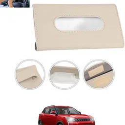 ccmm Universal Leatherite Beige Rectangle Tissue Paper Box/Dispencer For Car-319 Vehicle Tissue Dispenser image 1