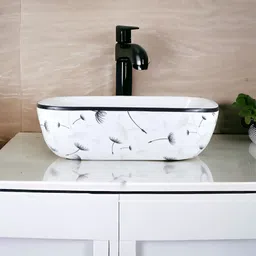 solano Premium Quality Attractive Ceramic Glossy Art Basin For Bathrooms & Living Room AR-08 [18 x 13 x 5]INCH Table Top Basin-picture-10