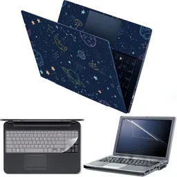 Anweshas 4 in 1 Combo Pack with Laptop Skin Sticker Decal, Palmrest Skin, Screen Protector, Key Guard for 15.6 Inch Laptop - Space Pattern Combo Set-picture-17