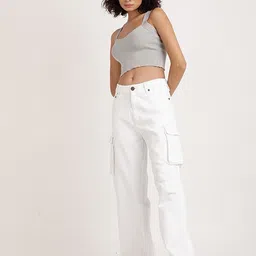 bene kleed Women Mid Rise White Jeans image 5