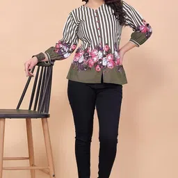 rv trends Casual Regular Sleeves Floral Print Women Multicolor Top-picture-47