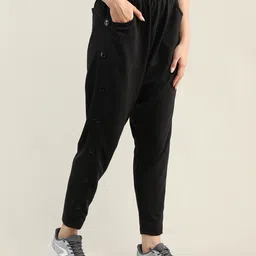 chkokko Women Solid Black Track Pants image 4