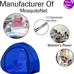 silver shine Polyester Kids Washable Polyester Dark Biue & Black Patti Washable Kids Baby Mosquito Net Mosquito Net image 3