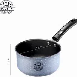 modern essentials Grey Iron Nonstick Saucepan Tea Maker| Milk Pan | Tapeli/Patila/Pot Pan/Bhagona Sauce Pan 17 cm diameter 1.5 L capacity image 2