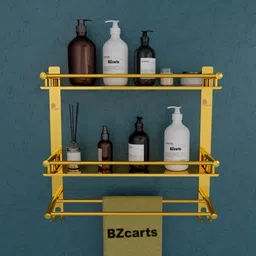 bzcarts by bzcarts 1 Piece Gold Triple Layer Towel Shelf , Multipurpose use rack adhesive bathroom corner shelf organizer Towel Holder-picture-15