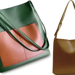 trendycraft Women Green, Tan Shoulder Bag image 1