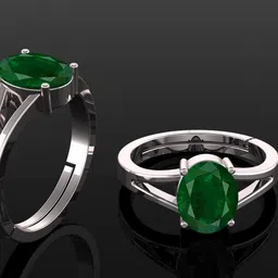 todani jems 7.25 Ratti Natural Panna Emerald Gemstone Stone Ring With Lab Certificate Metal Emerald Silver Plated Ring image 3