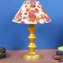 foziq Gold-Coloured & Red Printed Table Lamps image 2