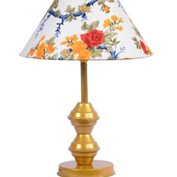 foziq Gold & White Printed Metal Table Lamp image 3