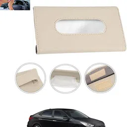 ccmm Universal Leatherite Beige Rectangle Tissue Paper Box/Dispencer For Car-295 Vehicle Tissue Dispenser image 1