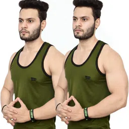 moxera Pack of 2 Army Green Combo Vest Men Vest image 3