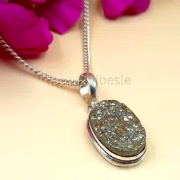vibesle Original Pyrite Raw Pendant for Attract Money Wealth Money Magnate Pyrite Locket Crystal Pendant-picture-14