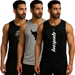 elite trend traders Pack of 3 Men Vest image 1