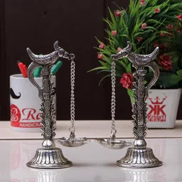 kridaykraft Parrot Design Hanging with Chain Diya Pair of Parrot Design Bird Diya Aluminium (Pack of 2) Hanging Diya Set-picture-10