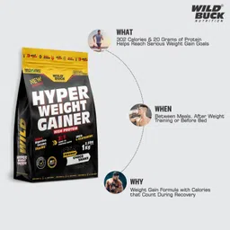 wild buck Hyper Weight Gainer With Protein,Minerals,Glutamine & Enzymes For Massive Gain Weight Gainers/Mass Gainers image 5