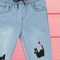 A-Okay Unisex Kids Jogger High-Rise Low Distress Light Fade Embroidered Stretchable Jeans image 3