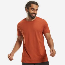 domyos Men's T-Shirt For Gym Cotton Rich 100- Brown-picture-41