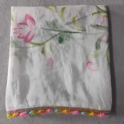 dupata Cotton Blend Floral Print White Women Dupatta image 2