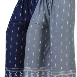 areeba collection Pack of 2 Women Flared Grey, Blue Viscose Rayon Trousers-picture-22