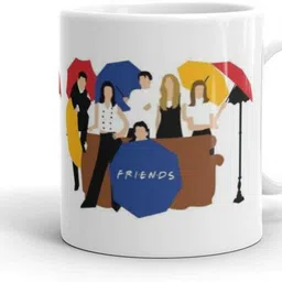 gausinga Enterprises Sketch Printed Friends Tv Show Special Ceramic Coffee 325 ml pack of one White Ceramic Coffee Mug-picture-25