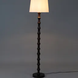 sapphire Chicago White Fabric Shade Club Floor Lamp With Mango wood Base image 3