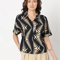 vero moda Women Regular Fit Printed Spread Collar Casual Shirt image 2