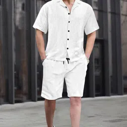 tripr Men Night Suit Set White Solid-picture-14
